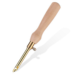 Goldenrod Stainless Steel Punch Needle Pen, Punch Needles Tool, with Wood Handle, Goldenrod, 80mm