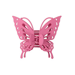 Hot Pink Hollow Butterfly Shape Plastic Large Claw Hair Clips, Hair Accessories for Women Girl, Hot Pink, 130x145mm