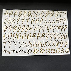 Golden Alphabet Letter A~Z & Heart Metal Stickers, Golden, 15mm, Letter: 0.3~0.9mm