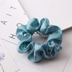 Cornflower Blue Glittered Cloth Elastic Hair Ties Scrunchie/Scrunchy Hair Ties for Girls or Women, Cornflower Blue, 40mm