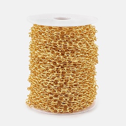 Golden Iron Cable Chains, Textured, Unwelded, with Spool, Flat Oval, Golden, 8x6x1mm, about 164.04 Feet(50m)/roll