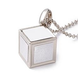 Платина Сублимация пустой алюминиевый кулон ожерелье, Ожерелье с кулоном в виде куба из сплава для мужчин и женщин, платина, 28.15 дюйм (71.5 см), лист: 15x15x0.5 мм