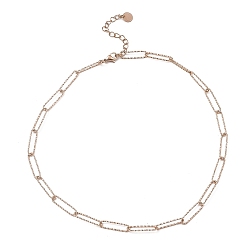 Rose Gold 304 Stainless Steel Paperclip Chain Necklace, Rose Gold, 16-1/2~17 inch(42~43.2cm)