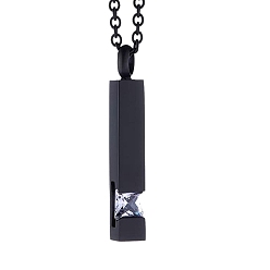 Cristal Collier de cendres d’urne en acier inoxydable, avec collier pendentif en strass de verre pour femme, cristal, pendentif: 0.98x0.79x0.24 pouce (2.5x2x0.6 cm)