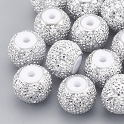 Blanc Perles de strass en résine , rondelle, blanc, 10x7~7.5mm, Trou: 2mm