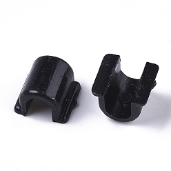 Black Opaque AS Plastic Base Buckle Hair Findings, for Hair Tie Accessories Making, Black, 8.5x9x6mm, about 4000pcs/bag