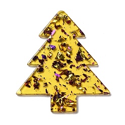 Gold Christmas Theme Double-sided Printed Acrylic Pendants, for Christmas Tree Charm, Gold, 49x42x2mm, Hole: 1.6mm