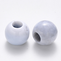 Blanc Fumé Perles en acrylique grand trou, style de pierres fines imitation, rondelle, fumée blanche, 19x16.5mm, trou: 7.5 mm, environ 149 pcs / 500 g