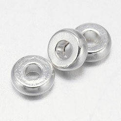 Plata Planas redondas perlas latón espaciadores, el color plateado de plata, 6x2 mm, agujero: 2 mm
