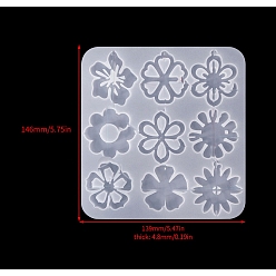 Цветок Силиконовые подвесные формы для пищевых продуктов diy, изготовление украшений, формы для литья смолы, для уф-смолы, изготовление ювелирных изделий из эпоксидной смолы, белые, цветок, 146x139x4.8 мм
