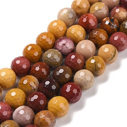 Mookaita Perlas naturales Mookaite hebras, facetado (128 facetas), rondo, 10 mm, agujero: 1.2 mm, sobre 38 unidades / cadena, 14.96'' (38 cm)