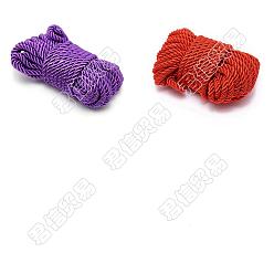 Mixed Color Gorgecraft 2 Bundles 2 Colors Polyester Thread, Braided Rope, Round, Purple & Red, Mixed Color, 7mm, 10m/bundle, 1bundle/color