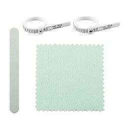 Mixed Color Ring Size US Official American Finger Measure, with Double-sided Sponge Polish Strip File and Silver Polishing Cloth, Mixed Color, 4pcs