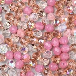 Pink Cuentas de vidrio checo pulidas al fuego, facetados, ananas, rosa, 7.5~8x8 mm, agujero: 1.2 mm, sobre 120 unidades / bolsa