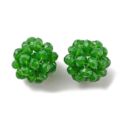 Vert Foncé Perles rondes en verre imitation jade, perles de cluster, vert foncé, 22mm, perles: 6 mm