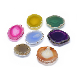 Mixed Color Natural Agate Slices Mobile Phone Holders, Plastic Phone Expanding Stand Finger Holder, Dyed & Heated, Nuggets, Mixed Color, 47~64.5x42~56x11.5~12.5mm
