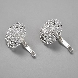 Silver Iron Hair Findings, Pony Hook, Ponytail Decoration Accessories, Fit for Brass Filigree Cabochons, Silver, 40x25x12mm