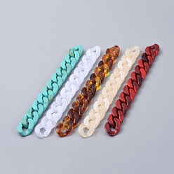 Mixed Color Handmade Acrylic Curb Chains/Twisted Chains, Imitation Gemstone, Mixed Color, 23.5x17x5mm, about 39.37 inch(1m)/strand