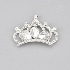 Серебро Сплав горный хрусталь кабошоны, корона, кристалл, серебряные, 27~28x37~37.5x6 мм