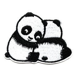 Black Computerized Embroidery Cloth Iron on/Sew on Patches, Costume Accessories, Appliques, Panda, Black & White, 50x65mm