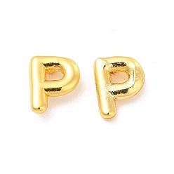 Letter P Boucles d'oreilles en laiton évidées avec lettre initiale pour femmes, réel 18 k plaqué or, sans plomb et sans cadmium, letter.p, 7x5.5x1.5mm, pin: 0.8 mm