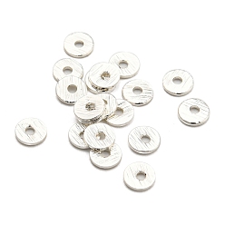 Plata Cuentas espaciadoras de latón chapado en estante, larga duración plateado, perlas heishi, disco, plata, 8x0.5 mm, agujero: 1.2 mm