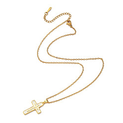 Золотой Ожерелье-крестик с подвеской из натуральной ракушки 304 на цепочках из нержавеющей стали, золотые, 15.94 дюйм (40.5 см)