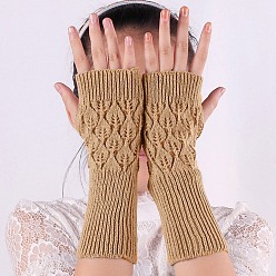 Светло-коричневый Перчатки без пальцев для вязания пряжей из акрилового волокна, зимние теплые перчатки с отверстием для большого пальца, загар, 210 мм