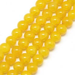 Gold Baking Painted Crackle Glass Bead Strands, Round, Gold, 8mm, Hole: 1.3~1.6mm, about 100pcs/strand, 31.4 inch