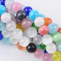 Mixed Color Cat Eye Beads, Round, Mixed Color, 6mm, Hole: 1mm, about 66pcs/strand, 14.5 inch/strand