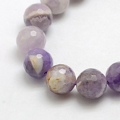 Amethyst Natural Gemstone Amethyst Round Beads Strands, Faceted, 12mm, Hole: 1mm, about 32pcs/strand, 15.5 inch