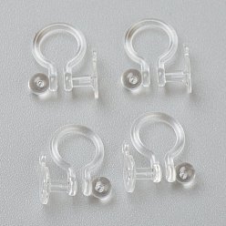Прозрачный Пластиковые серьги с клипсами, для не проколотых ушей, прозрачные, 12x10x1.2 мм, отверстие : 0.7 мм