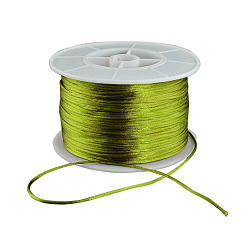 Olive Round Nylon Thread, Rattail Satin Cord, for Chinese Knot Making, Olive, 1mm, 100yards/roll