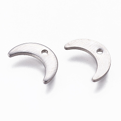 Stainless Steel Color 304 Stainless Steel Charms, Moon, Stainless Steel Color, 7x11x1mm, Hole: 1mm