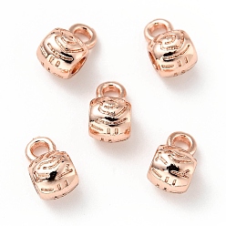 Oro Rosa Fianzas de tubo de latón chapado en rack, cuentas de fianza de bucle de barril, sin plomo y cadmio, larga duración plateado, oro rosa, 9x5.5x6 mm, agujero: 2 mm, diámetro interior: 2.4 mm