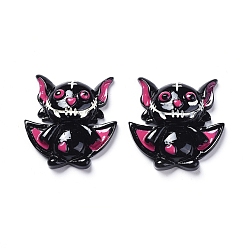 Black Halloween Theme Opaque Resin Cabochons, for Jewelry Making, Cute Bat Devil, Flat Back, Black, 27x26.5x8.5mm