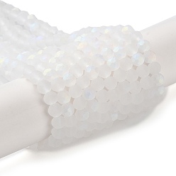 Blanc Fumé Chapelets de perles en verre transparentes  , facette, givré, demi couleur ab plaqué, rondelle, fumée blanche, 4~4.5x3.5~4mm, Trou: 1mm, Environ 117~121 pcs/chapelet, 16.61~16.73 pouce (42.2~42.5 cm)
