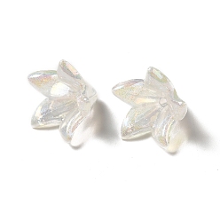 Clear AB Transparent Acrylic Bead Caps, Glitter Flower, Clear AB, 16x12.5mm, Hole: 1.2mm