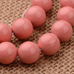 Light Coral Polished Round Grade A Shell Pearl Bead Strands, Light Coral, 8mm, Hole: 1mm, about 49pcs/strand, 16 inch