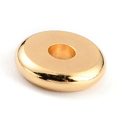 Настоящее золото 24K Латунные бусины, долговечный, Диск / плоские круглые, Heishi бусы, реальный 24 k позолоченный, 7x1.5 мм, отверстие : 1.8 мм