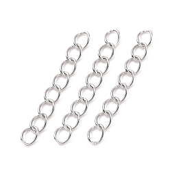 Stainless Steel Color 304 Stainless Steel Curb Chains Extender, Stainless Steel Color, 25mm, Link: 4x3x0.5mm