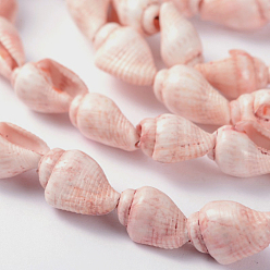 Other Sea Shell Natural Sea Shell Conch Bead Strands, Dyed, Pink, 5~8mm, Hole: 2mm, about 150pcs/strand, 56.7 inch