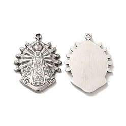 Stainless Steel Color 304 Stainless Steel Pendants, Religion Charms, Stainless Steel Color, 34x26x3mm, Hole: 2mm