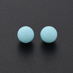 Light Sky Blue Opaque Acrylic Beads, Frosted, No Hole, Round, Light Sky Blue, 6mm, about 3900pcs/500g