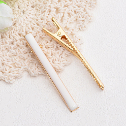 WhiteSmoke Alloy Alligator Hair Clips, with Enamel, Hair Barrettes for Women and Girls, Light Gold, WhiteSmoke, 60mm, about 10pcs/bag