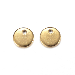 Golden Ion Plating(IP) 304 Stainless Steel Charms, Flat Round, Stamping Blank Tag, Golden, 6x1mm, Hole: 1mm