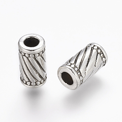 Antique Silver Tibetan Style Alloy Beads, Lead Free and Cadmium Free, Column, Antique Silver Color, Size: about 6mm in diameter, 11mm long, hole: 3mm.