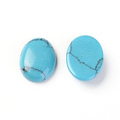 Sky Blue Synthetic Turquoise Cabochons, Dyed, Oval, Sky Blue, 14x10x4mm