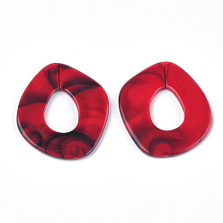 Rouge Anneaux liant acrylique, connecteurs à liaison rapide, pour la fabrication de chaînes de bijoux, style de pierres fines imitation, rouge, 51.5x45x3.5mm, trou: 23x16 mm, sur: 78 pcs / 500 g
