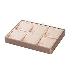 Bisque Wooden Necklace Presentation Boxes, Covered with PU Leather and Iron Accessories, Rectangle, Bisque, 250x180x32mm